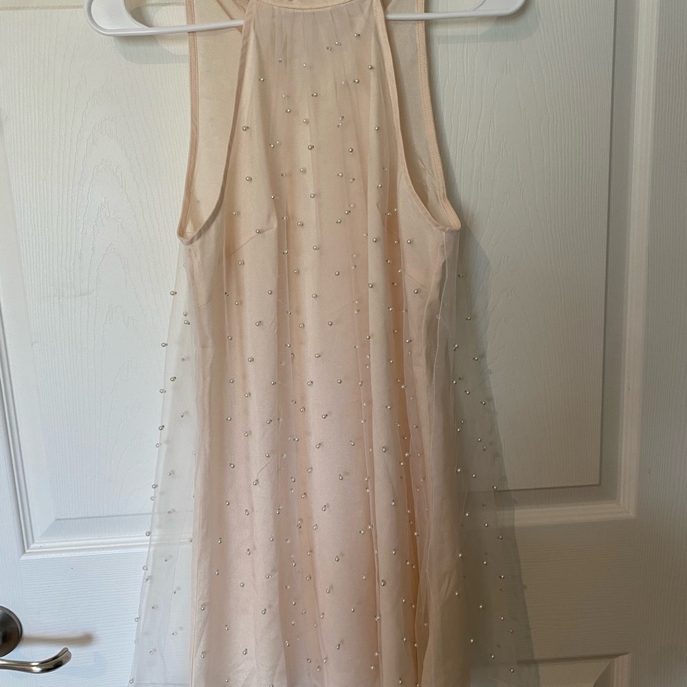 Vici Bridal blush/cream dress with pearls